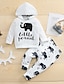 cheap Women&#039;s-2 Pieces Baby Boys&#039; Children&#039;s Day Casual Daily Clothing Set Cotton White Animal Fantastic Beasts Seamless Print Regular Long Sleeve