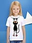 preiswerte T-Shirts &amp; Blusen für Mädchen-Mädchen 3D Tier Katze T-Shirt Kurzarm 3D-Druck Kuschelig Basic Polyester kinderkleidung