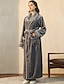 cheap Sleep &amp; Lounge-Women&#039;s Plus Size Plush Robes Gown Fluffy Fuzzy Warm Pajamas Bathrobes Home Party Daily Spa Modern Style Pure Color Fleece Simple Casual Soft Fall Winter V Wire Long Sleeve Lace Up Belt Included