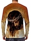 billige Men&#039;s-Herre Unisex T-skjorter T skjorte Skjorte Grafiske trykk Menneskelig 3D-utskrift Crew-hals Daglig Ferie Langermet Trykt mønster Topper Fritid Designer Stor og høy Oransje