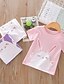 abordables Camisetas y blusas para niñas-Niños Chica Camiseta Manga Corta Morado Rosa Blanco Marfil Caricatura Conejo Algodón Básico Moderno Casual