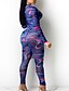 cheap Jumpsuits &amp; Rompers-Women&#039;s Jumpsuit Color Block Mesh Print Streetwear Deep V Party Street Long Sleeve Regular Fit Blue Gray Red S M L Fall