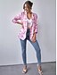 cheap Coats &amp; Trench Coats-Women&#039;s Coat Fall Winter Party Casual Daily Regular Coat Shirt Collar Standard Fit Casual Cool Jacket Long Sleeve Artistic Style Modern Style Print Blue Blushing Pink / Cotton