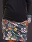 abordables Vestidos casuales-Mujer Mini vestido corto Vestido de una línea Negro Manga Larga Estampado Floral Escote Redondo Otoño Casual 2021 S M L XL XXL 3XL