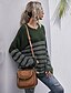 abordables Tops &amp; Blouses-litb basic suéter a rayas para mujer manga larga tops hombros caídos color de contraste de punto