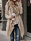 cheap Coats &amp; Trench Coats-Women&#039;s Coat Fall Spring Casual Daily Long Coat Turndown Open Front Warm Regular Fit Chic &amp; Modern Casual Jacket Long Sleeve Fur Trim Solid Color Khaki Black