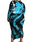 cheap Plus Size Dresses-Women&#039;s Plus Size Tie Dye Sheath Dress Print V Neck Long Sleeve Sexy Fall Club Maxi long Dress Dress