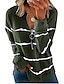 cheap Tops &amp; Blouses-Women&#039;s Zipper White Black Gray Striped Daily Long Sleeve Standing Collar S M L XL 2XL