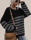 abordables Tops &amp; Blouses-chandail rayé pour femmes litb basic manches longues tops épaules tombantes tricot de couleur contrastée
