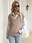 cheap Sweaters-Women&#039;s Sweater Vest Jumper Knit Knitted V Neck Solid Color Daily Weekend Casual Fall Winter Khaki S M L / Sleeveless / Regular Fit / Sleeveless