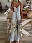 cheap Maxi Dresses-Women&#039;s Long Dress Maxi Dress Strap Dress Blue Sleeveless Print Print Color Gradient V Neck Spring Summer Casual S M L XL XXL 3XL