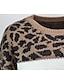 cheap Sweaters-Women&#039;s Pullover Sweater Leopard Cheetah Print Knitted Patchwork Stylish Basic Casual Long Sleeve Loose Sweater Cardigans Fall Winter Crew Neck Gray Red