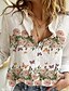 cheap Tops &amp; Blouses-Women&#039;s Holiday Blouse Shirt Floral Theme Butterfly Long Sleeve Floral Butterfly Shirt Collar Button Print Casual Streetwear Tops White / 3D Print