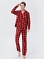 cheap Family Look Sets-Family Pajamas Cotton Plaid Home Dark Red Long Sleeve Vacation Matching Outfits
