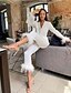 cheap Sleepwear-Women&#039;s Gift Loungewear Pajamas Sets Home Party Valentine&#039;s Day Feather Pure Color Silk Simple Soft Shirt Pant Fall Spring Summer Lapel Long Sleeve Long Pant Buckle Pocket