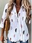 cheap Tops &amp; Blouses-Women&#039;s Shirt Blouse Graphic Feather White Pocket Long Sleeve Casual Daily Basic Casual Shirt Collar Form Fit Spring Fall