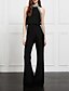 cheap Jumpsuits &amp; Rompers-Women&#039;s Casual Streetwear Halter Neck Street Daily Wear High Waist Black Jumpsuit Patchwork Solid Colored
