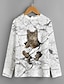 cheap Girls&#039; Tees &amp; Blouses-Girls&#039; 3D Animal Cat T shirt Long Sleeve 3D Print Fall Active Polyester Kids 4-12 Years Regular Fit
