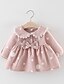 cheap Girls&#039; Dresses-Kids Little Girls&#039; Dress Dot Ribbon bow Daily Wear Blushing Pink Yellow Cotton Long Sleeve Casual Daily Dresses Spring &amp;  Fall 0-5 Years