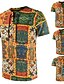 billige Men&#039;s-Herre T-Shirts T-shirt Skjorte Grafisk Gitter Tribal 3D-udskrivning Rund hals Afslappet Daglig Kortærmet Snørelukning Toppe Letvægt Slim Pasform Stor og høj Orange