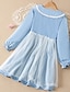 cheap Girls&#039; Dresses-Kids Little Girls&#039; Dress Patchwork Casual Daily Tulle Dress Blue Knee-length Tulle Long Sleeve Cute Dresses Fall Spring 4-13 Years