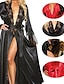 cheap Pajamas-Women&#039;s Plus Size Lace Long Robes Bathrobes Sexy Nightwear Solid Colored White / Black / Red M L XL / Deep V