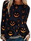 cheap T-Shirts-Women&#039;s T shirt Tee Halloween Shirt Black Graphic Pumpkin Print Long Sleeve Halloween Weekend Basic Halloween Round Neck Regular Fit Abstract Painting Fall &amp; Winter