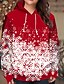 cheap Plus Size Tops-Women&#039;s Plus Size Tops Hoodie Sweatshirt Cartoon Plaid Long Sleeve Print Streetwear Christmas V Neck Spandex Christmas Daily Fall Winter Black Red