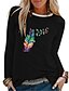 cheap T-Shirts-Women&#039;s T shirt Tee Animal Feather Black White Yellow Print Long Sleeve Daily Weekend Basic Round Neck Regular Fit Fall &amp; Winter