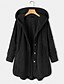 cheap Coats &amp; Trench Coats-Women&#039;s Plus Size Teddy Coat Winter Coat Plain Button Pocket Long Sleeve Outdoor Causal Regular Hoodie Winter Fall Black Blue Khaki XL XXL 3XL 4XL 5XL