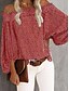preiswerte Bluse-Damen Hemd Bluse Schwarz Gelb Rosa Rüsche Bedruckt Graphic Blatt Langarm Schulterfrei