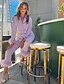 cheap Sleepwear-Women&#039;s Gift Loungewear Pajamas Sets Home Party Valentine&#039;s Day Feather Pure Color Silk Simple Soft Shirt Pant Fall Spring Summer Lapel Long Sleeve Long Pant Buckle Pocket