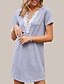 preiswerte Damenmode-litb Basic Damen T-Shirt Kleid mit Schnürung knielanges Kleid einfarbig