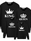 cheap New Arrivals-Family Look Cotton Tops Sweatshirt Athleisure Letter Print White Black Red Long Sleeve Basic Matching Outfits / Fall / Spring / Cute