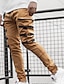 cheap Pants-Men&#039;s Cargo Casual / Sporty Pocket woven Multiple Pockets Jogger Pants Tactical Cargo Full Length Pants Inelastic Casual Daily Solid Color Mid Waist Comfort Outdoor Khaki S M L XL / Drawstring