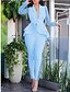 preiswerte Jumpsuits &amp; Rompers-Damen Overall Volltonfarbe Spitze Alltag Öffnung vorne Anzug Alltagskleidung Alltag Langarm Regular Fit Transparente Blau Weiß Schwarz S M L Herbst