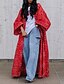 cheap Coats &amp; Trench Coats-Women&#039;s Trench Coat Casual Jacket Fall Street Daily Valentine&#039;s Day Maxi Coat V Neck Breathable Regular Fit Casual Jacket Long Sleeve Geometric Red