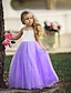 cheap Girls&#039; Dresses-Kids Little Girls&#039; Dress Dusty Rose Solid Colored Tulle Dress Quinceanera Wedding Party Pleated Halter Purple Light Blue Mesh Maxi Sleeveless Basic Dresses 3-10 Years