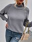 billige Sweaters-Dame bluse Bluse Trøje Helfarve Strikket Afslappet Langærmet Sweater Cardigans Efterår Vinter Rullekrave Blå Vin Grå