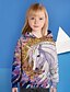 billige Hættetrøjer og sweatshirts til piger-Børn Pige Hættetrøje og sweatshirt Langærmet Lilla Hest Trykt mønster Grafisk enhjørning 3D Dyr Aktiv