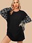 cheap Women&#039;s Clothing-Women&#039;s Plaid Sweatshirt Patchwork Casual Weekend Basic Long Polyester Hoodies Sweatshirts  Long Sleeve Black / Machine wash