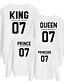cheap New Arrivals-Family Look Cotton Tops Sweatshirt Athleisure Letter Print White Black Red Long Sleeve Basic Matching Outfits / Fall / Spring / Cute
