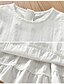 abordables Robes pour Filles-Robe Fille Enfants Petit Couleur Pleine A Volants Ecole du quotidien Blanche Coton Manches Courtes Décontractée Robes Printemps Eté