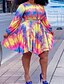 cheap Plus Size Dresses-Women&#039;s Plus Size Abstract Sheath Dress Round Neck Long Sleeve Boho Fall Knee Length Dress Dress