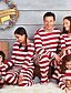 billige Sæt med tøj til hele familien-Familie udseende Pyjamas Stribet Trykt mønster Rød Langærmet Aktiv Matchende outfits / Efterår / Vinter / Afslappet