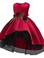 cheap Girls&#039; Dresses-Kids Little Girls&#039; Dress Solid Colored Party Wedding Evening Party A Line Dress Ruched Lace Red Midi Sleeveless Princess Cute Dresses Fall Regular Fit 3-10 Years