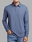 preiswerte Herrenmode-Herren Golfhemd T Shirt Plaid Umlegekragen Alltag Täglich Langarm Button-Down Oberteile Einfach Grundlegend Formell Modisch Blau Grau