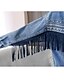 baratos Jaquetas Femininas-Mulheres Jaqueta jeans Outono Primavera Casual Diário Padrão Casaco Colarinho de Camisa Da Moda Solto Básico Casual Casaco Manga Longa Franjas Sólido Azul / Ganga