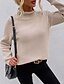 billige Sweaters-Dame bluse Bluse Trøje Helfarve Strikket Afslappet Langærmet Sweater Cardigans Efterår Vinter Rullekrave Blå Vin Grå