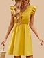 preiswerte Damenmode-litb basic Damen Rüschenrand Kleid einfarbiges Kleid Minirock knielang
